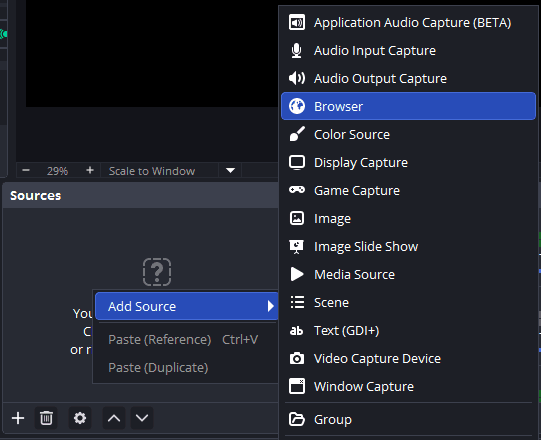 Add Browser Source in OBS